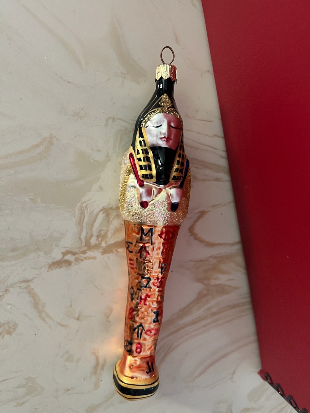 Christopher Radko Gold and Black Egyptian Sarcophagus Ornament